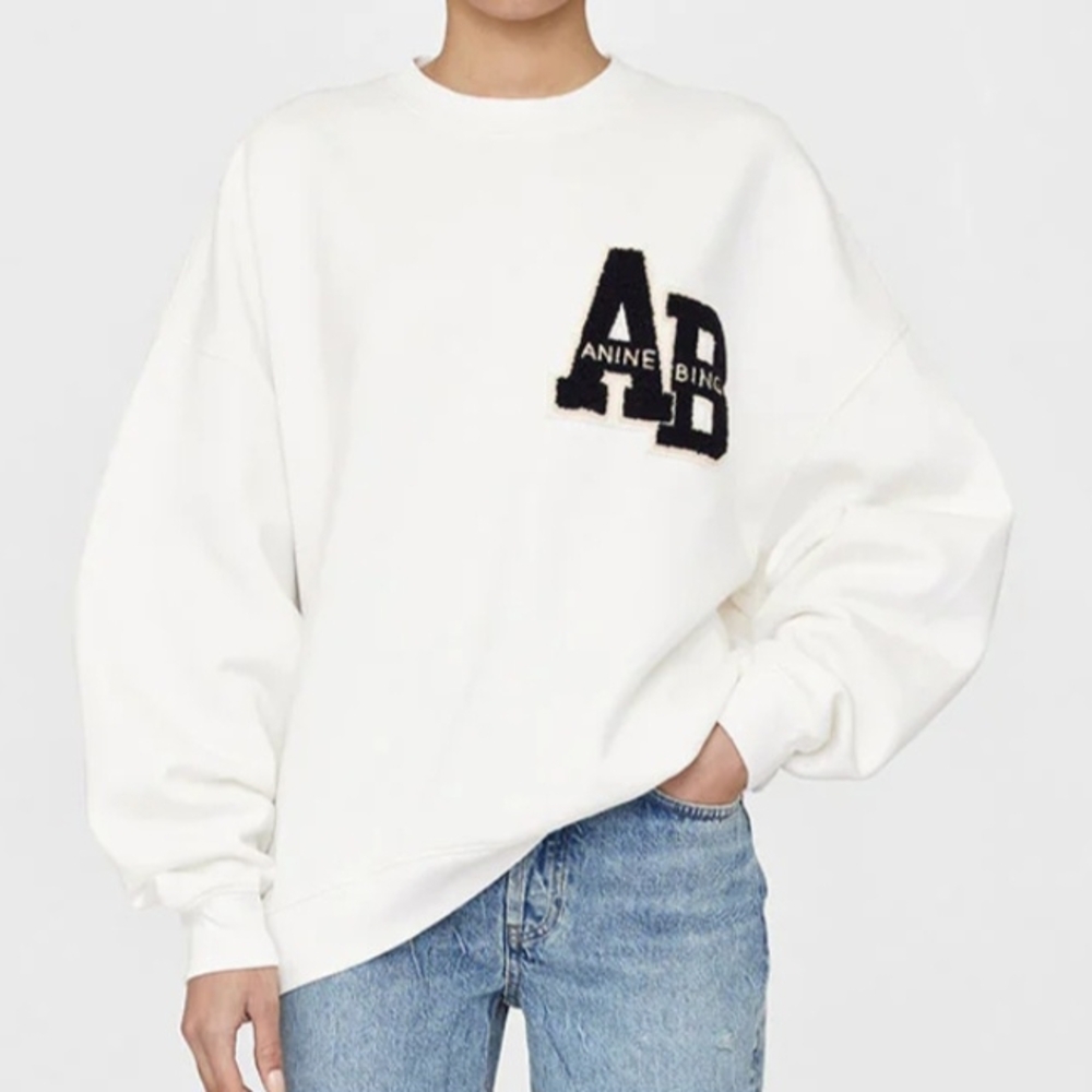 Anine Bing Black and White Oversized Long Sleeve Sweatshirt